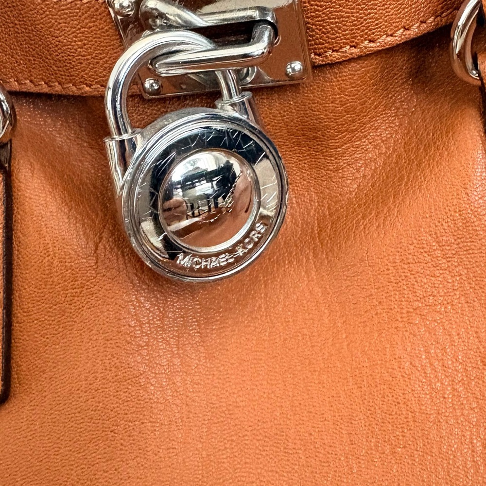 Michael Kors Stylish Tan Satchel with Silver Accents - Picture 7 of 8